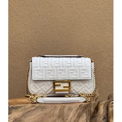 Fendi Baguette Chain Midi Bag In White Nappa Leather TDBS25603