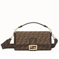 Fendi Baguette Large Bag In FF Fabric With Black Trim TDBS25604