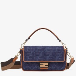 Fendi Baguette Medium Bag In Blue Denim TDBS25608