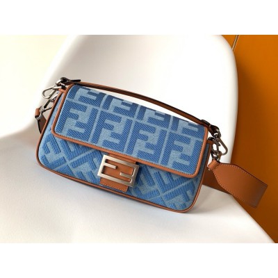 Fendi Baguette Medium Bag in Denim with FF Embroidery  TDBS25609