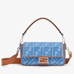 Fendi Baguette Medium Bag in Denim with FF Embroidery  TDBS25609