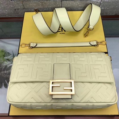 Fendi Beige FF Motif Large Baguette Bag TDBS25618