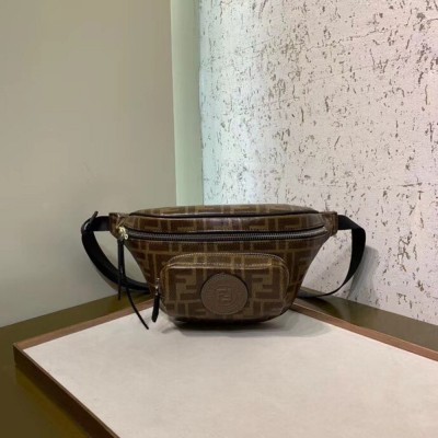 Fendi Belt Bag In Glazed Fabric With FF Motif TDBS25652