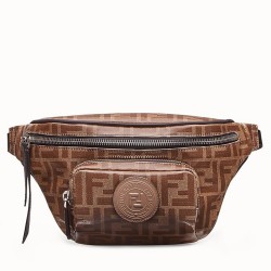 Fendi Belt Bag In Glazed Fabric With FF Motif TDBS25652