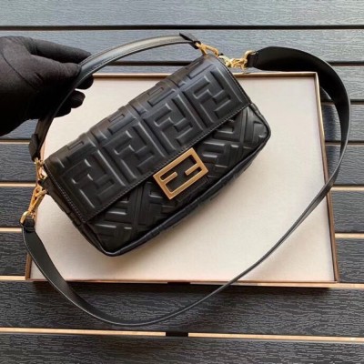 Fendi Black FF Motif Medium Baguette Bag TDBS25620