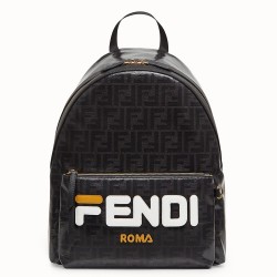 Fendi Black Glazed Fabric Large Backpack TDBS25581