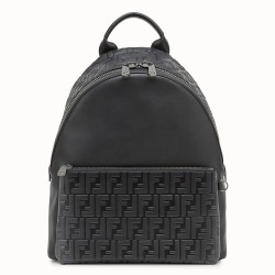 Fendi Black Large Logo-embossed Leather Backpack  TDBS25587