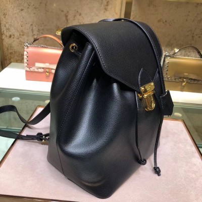 Fendi Black Leather Logo Backpack TDBS25589