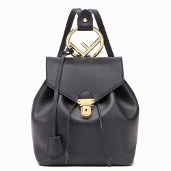 Fendi Black Leather Logo Backpack TDBS25589