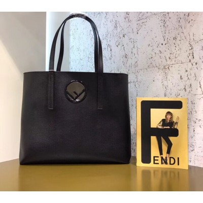 Fendi Black Leather Logo Shopper Bag TDBS25864