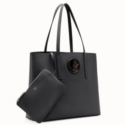 Fendi Black Leather Logo Shopper Bag TDBS25864