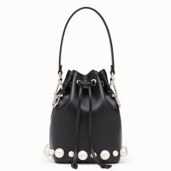 Fendi Black Mini Mon Tresor Pearls Bucket Bag TDBS25915