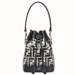 Fendi Black Mon Tresor Mini Bucket Bag In Transparent PU TDBS25916