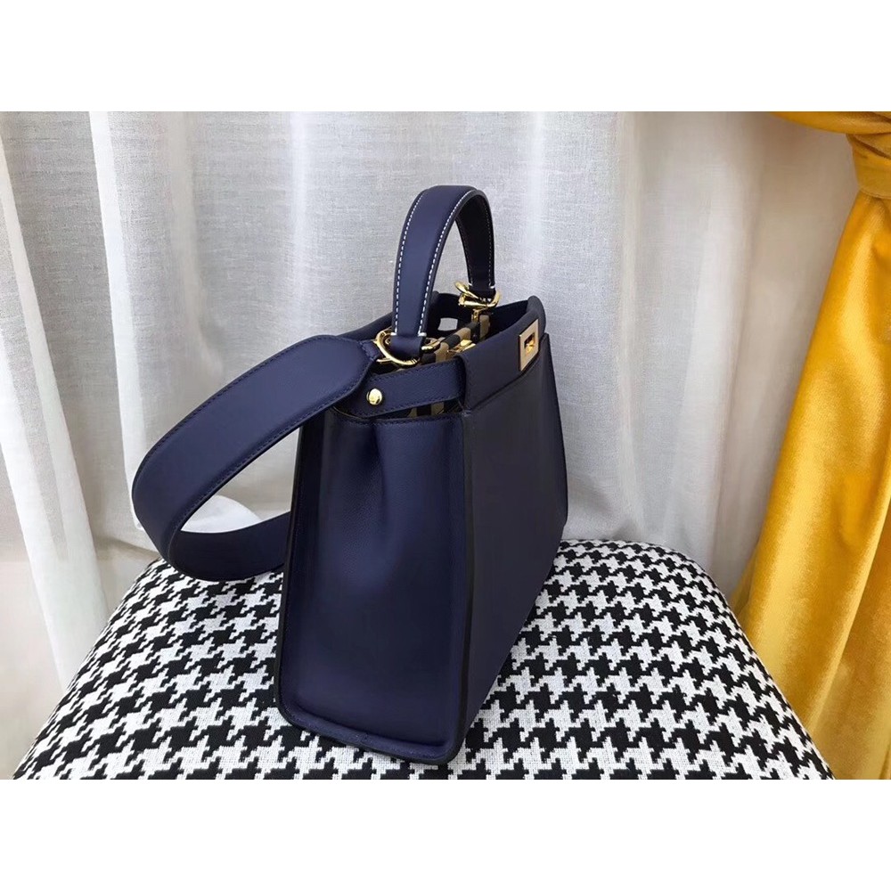 Fendi Blue Peekaboo Medium Bag With Pequin Motif TDBS25800