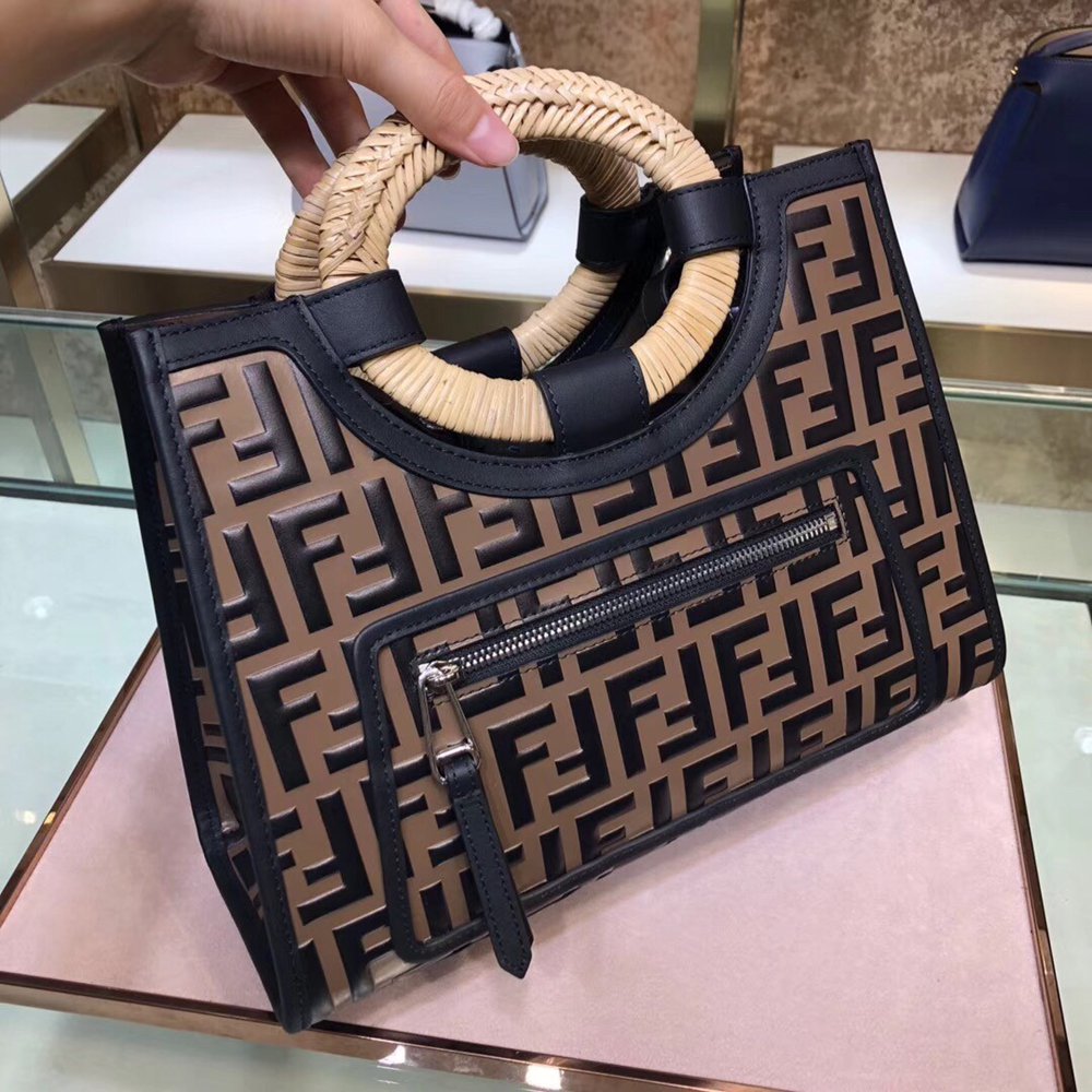 Fendi Brown FF Logo Runaway Shopper Bag TDBS25848