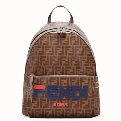 Fendi Brown Glazed Fabric Large Backpack TDBS25590