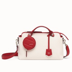 Fendi By The Way Medium Bag In Canvas With Red Leather TDBS25663