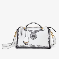 Fendi By The Way Medium Bag In White Printed Leather  TDBS25668