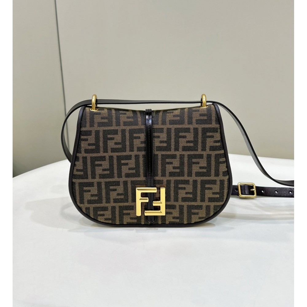 Fendi C'mon Medium Bag in FF Jacquard Fabric and Leather TDBS25672