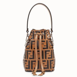 Fendi FF Mon Tresor Mini Bucket Bag In Brown Calfskin TDBS25918