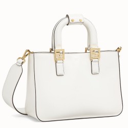 Fendi FF Tote Small Bag In White Calfskin TDBS25904