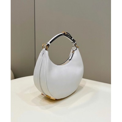 Fendi Fendigraphy Small Hobo Bag In White Leather TDBS25725