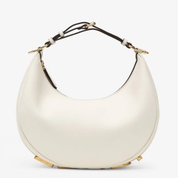 Fendi Fendigraphy Small Hobo Bag In White Leather TDBS25725