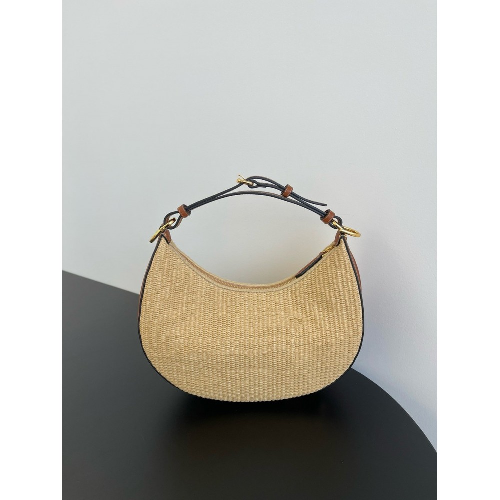 Fendi Fendigraphy Small Hobo Bag in Natural Raffia TDBS25722