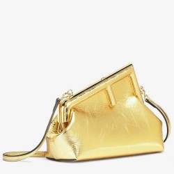 Fendi First Small Bag In Gold Laminated Leather TDBS25689