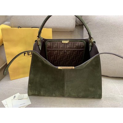 Fendi Green Peekaboo X Lite Large Suede Bag TDBS25806