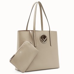 Fendi Grey Leather Logo Shopper Bag TDBS25869