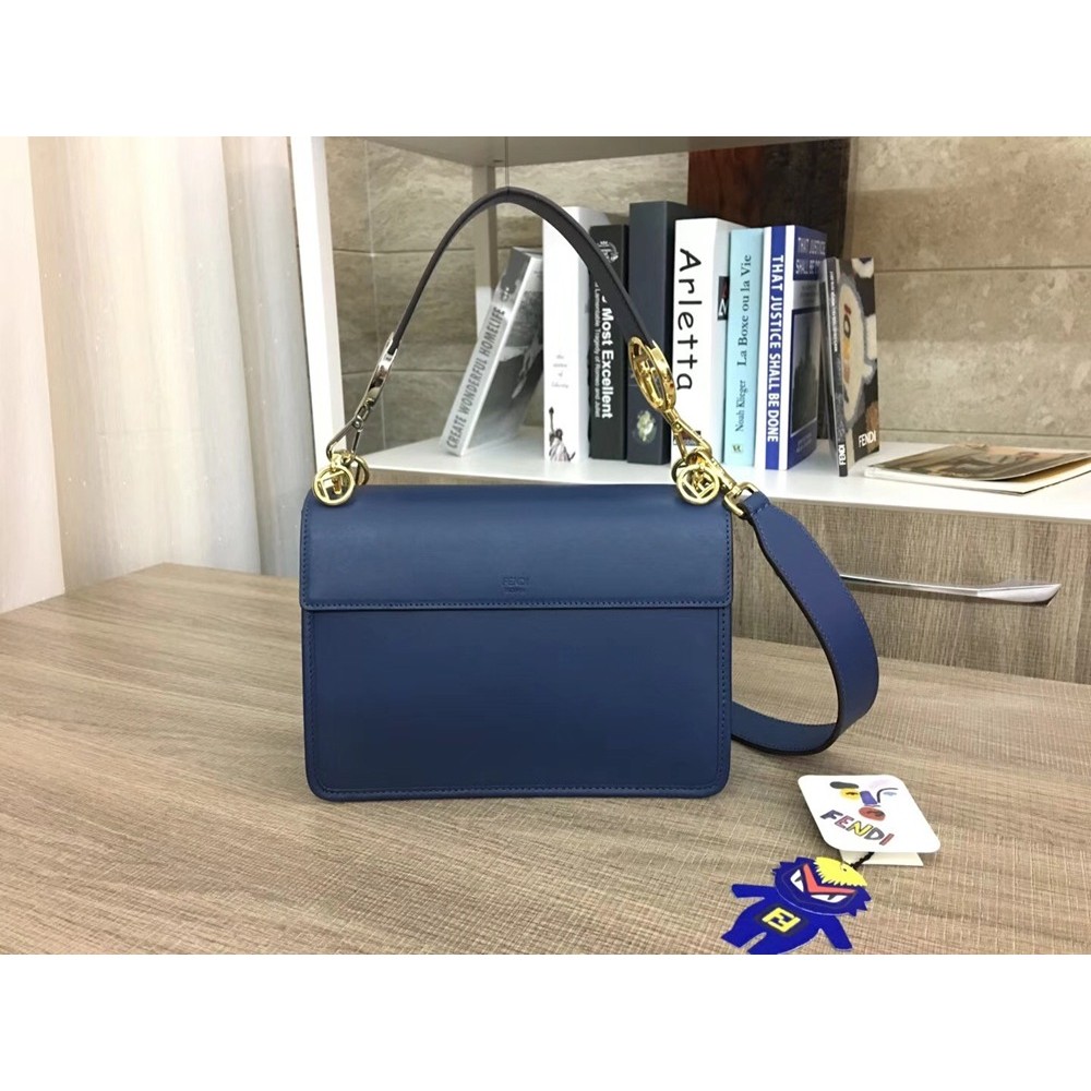 Fendi Kan I F Shoulder Bag In Blue Calfskin TDBS25751