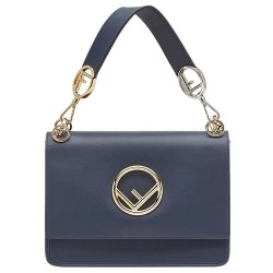 Fendi Kan I F Shoulder Bag In Blue Calfskin TDBS25751