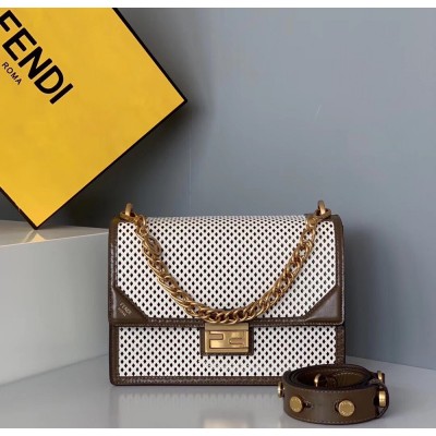 Fendi Kan U Bag In White Perforated Calf Leather TDBS25769