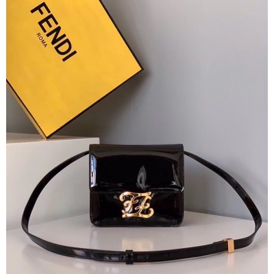 Fendi Karligraphy Bag In Black Patent Leather TDBS25785