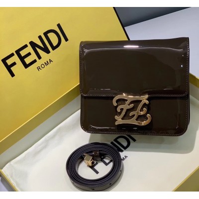 Fendi Karligraphy Bag In Brown Patent Leather TDBS25787