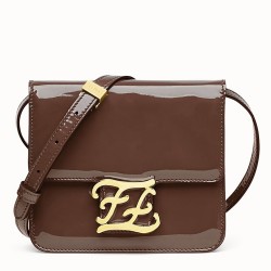 Fendi Karligraphy Bag In Brown Patent Leather TDBS25787