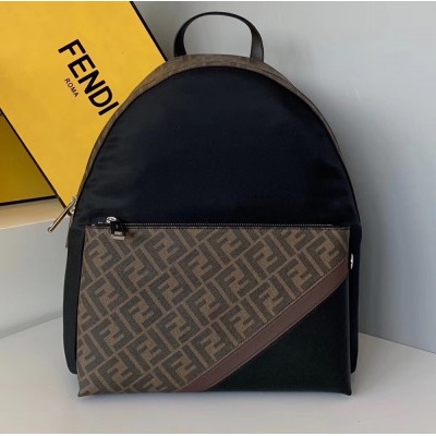 Fendi Large Backpack In FF Fabric With Nylon And Leather TDBS25593