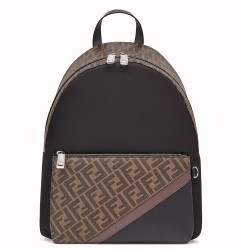 Fendi Large Backpack In FF Fabric With Nylon And Leather TDBS25593