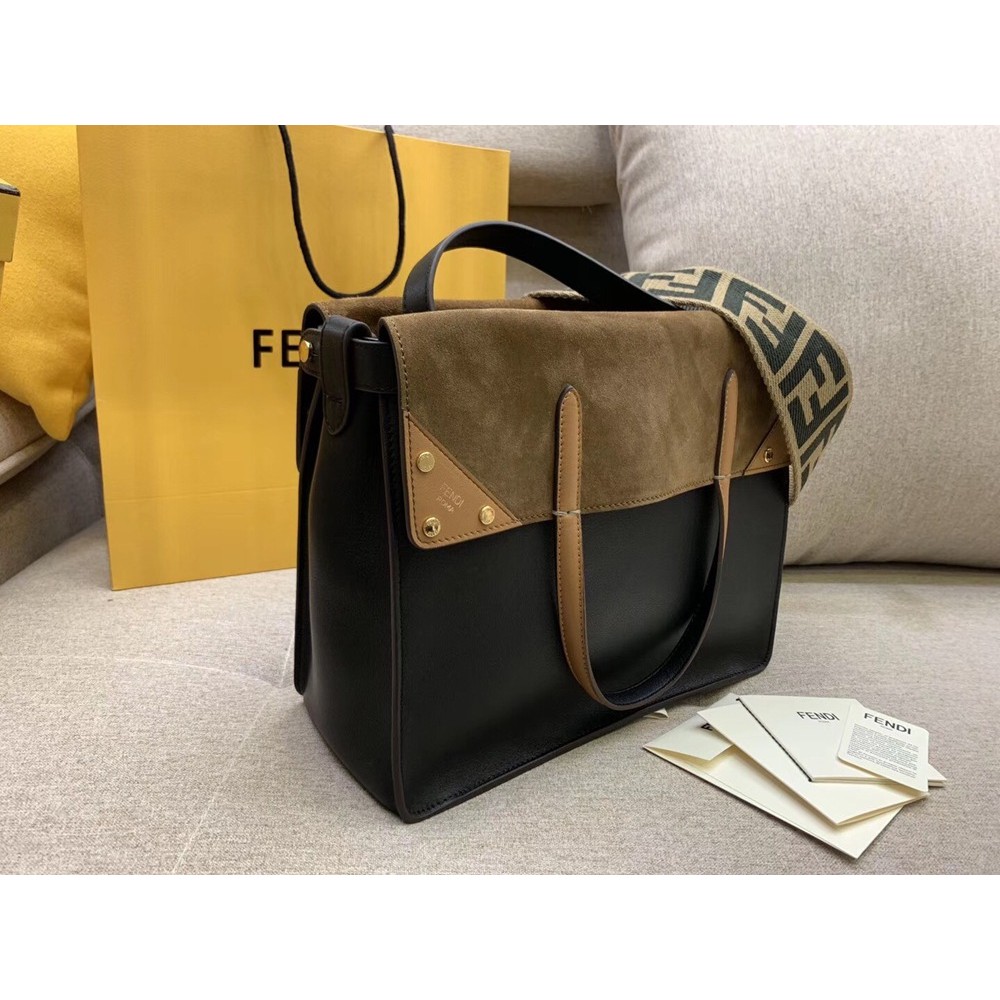 Fendi Large Flip Tote Bag In Black Calfskin TDBS25906