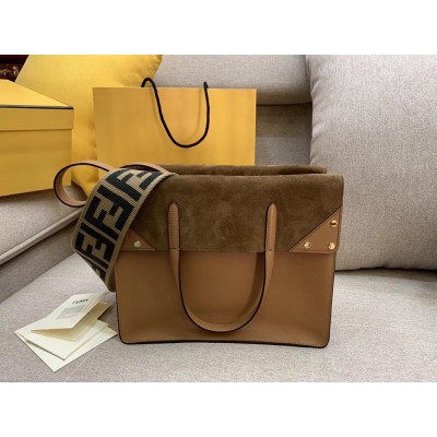 Fendi Large Flip Tote Bag In Brown Calfskin TDBS25907