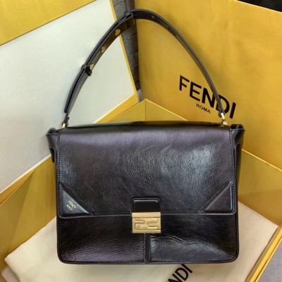 Fendi Large Kan U Bag In Black Glossy Lambskin TDBS25772