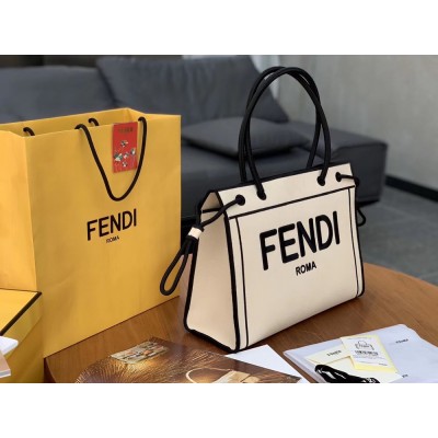 Fendi Large Roma Shopper Bag In Undyed Canvas  TDBS25870