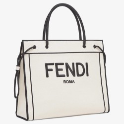 Fendi Large Roma Shopper Bag In Undyed Canvas  TDBS25870