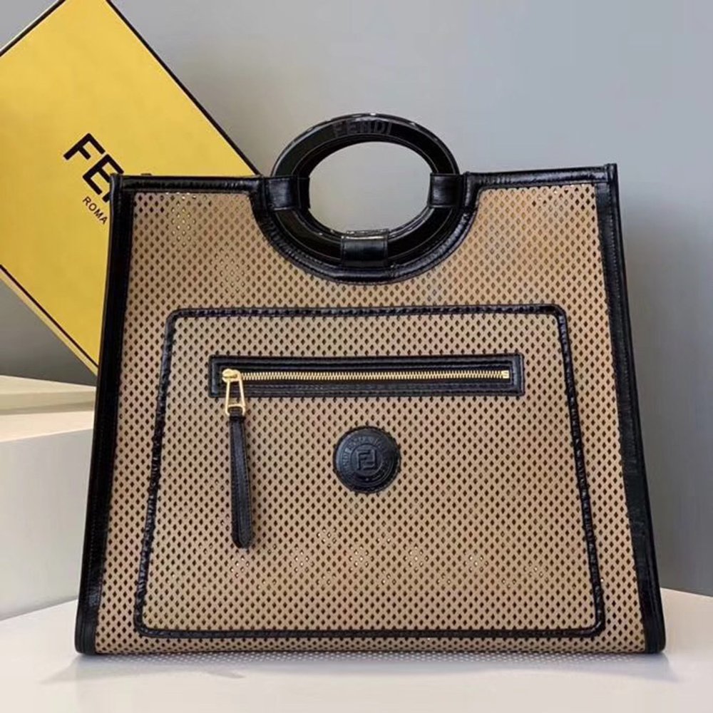 Fendi Large Runaway Shopper Bag In Beige Perforated Calfskin TDBS25850