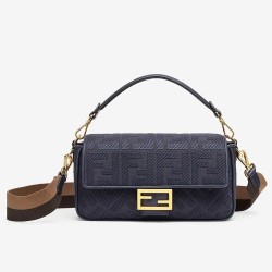 Fendi Medium Baguette Bag In Blue FF Canvas TDBS25626