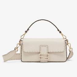 Fendi Medium Baguette Bag In White Grain Leather TDBS25631