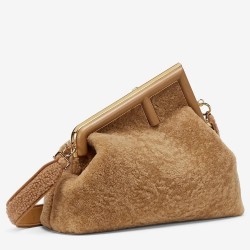 Fendi Medium First Bag In Brown Wool Sheepskin TDBS25698