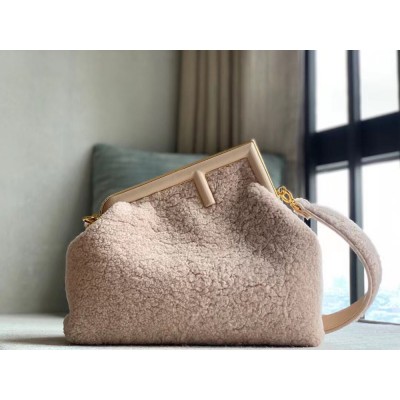 Fendi Medium First Bag In Pink Wool Sheepskin TDBS25704