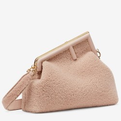 Fendi Medium First Bag In Pink Wool Sheepskin TDBS25704